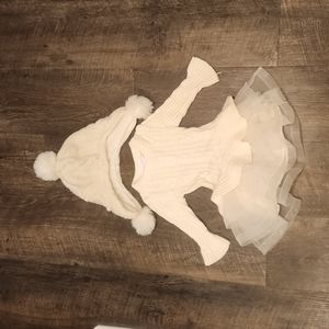 Crochet Tulle Dress & Hat